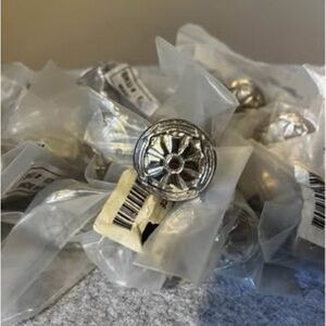 Nickel Flower And Braided Edge 1” Chrome Silver Tone Cabinet Knobs Made In India